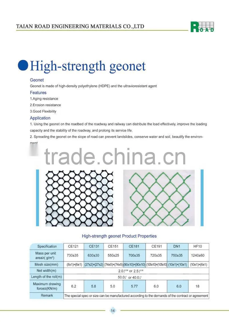 HDPE plastic geonet CE121 CE131 CE151 CE161 CE163 CE181
