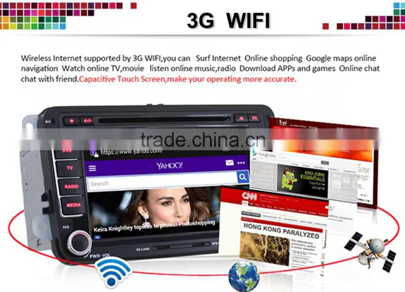 7 inch Capacitive touch screen dvd car android for vw jetta with bluetooth/gps