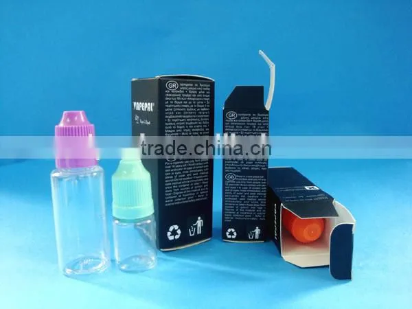 30ml PET e-liquid bottle with double insurance cap, plastic eye dropper bottle