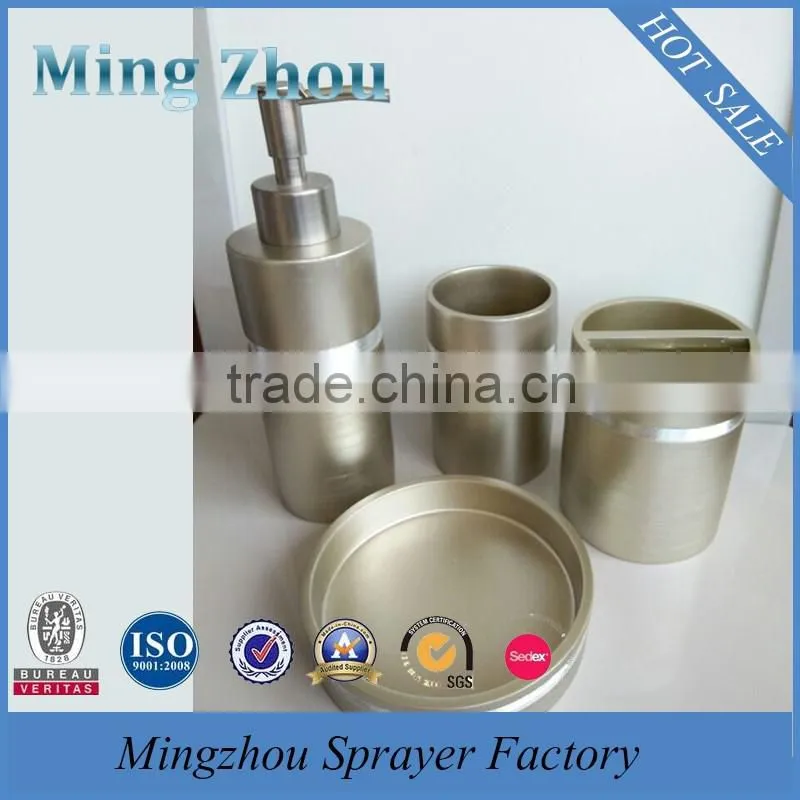 Factory wholesale Brushed Ceramic Bath Accessories Set Holder 4 pcs : tumbler, soap dish, dispenser, toothbrush holder