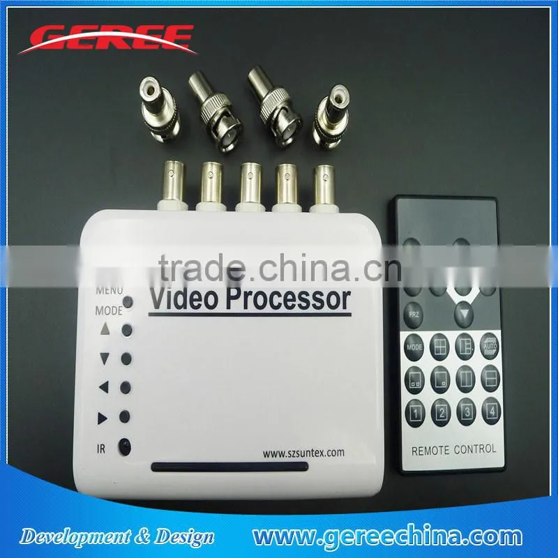 NTSC/PAL 4 CH Real-Time Video Quad Processor for CCTV camera System with remote control
