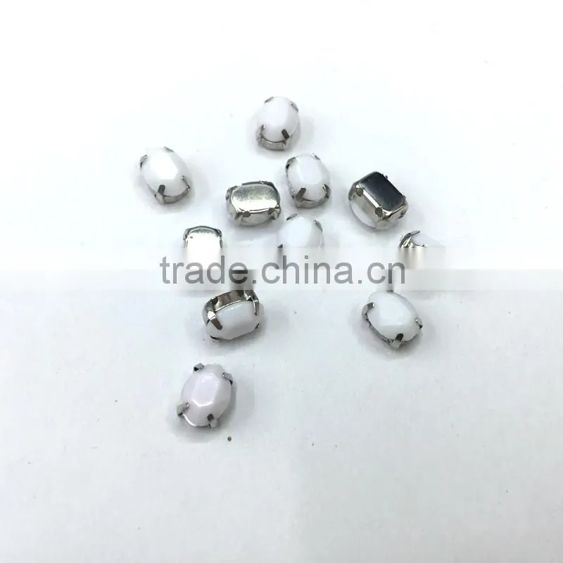 4*6 oval acrylic rhinestone metal claw Diamante bag gems sewing on nail DIY garment accessories jewerly clear