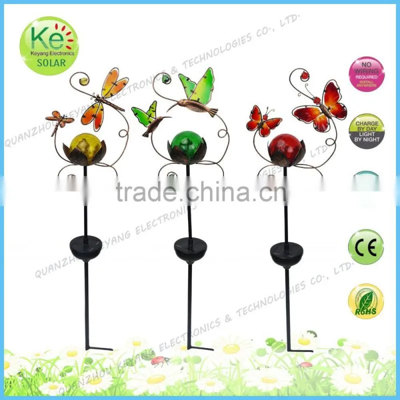 Butterfly with glass ball gardeners eden solar powered light
