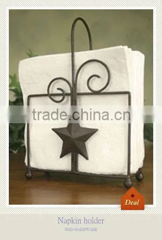 Metal antique scroll star napkin holder