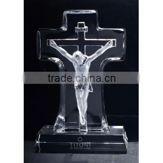frosted crystal jesus model with base as souvenir