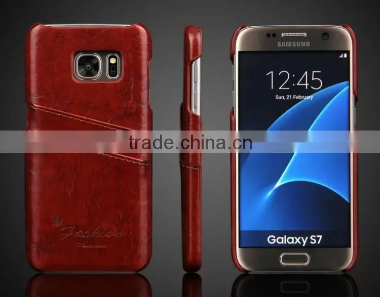 High Quality Oil-wax Leather Case with Card Slot Leather Back Cover Cases For Samsung Galaxy S7 / Galaxy S7 Edge