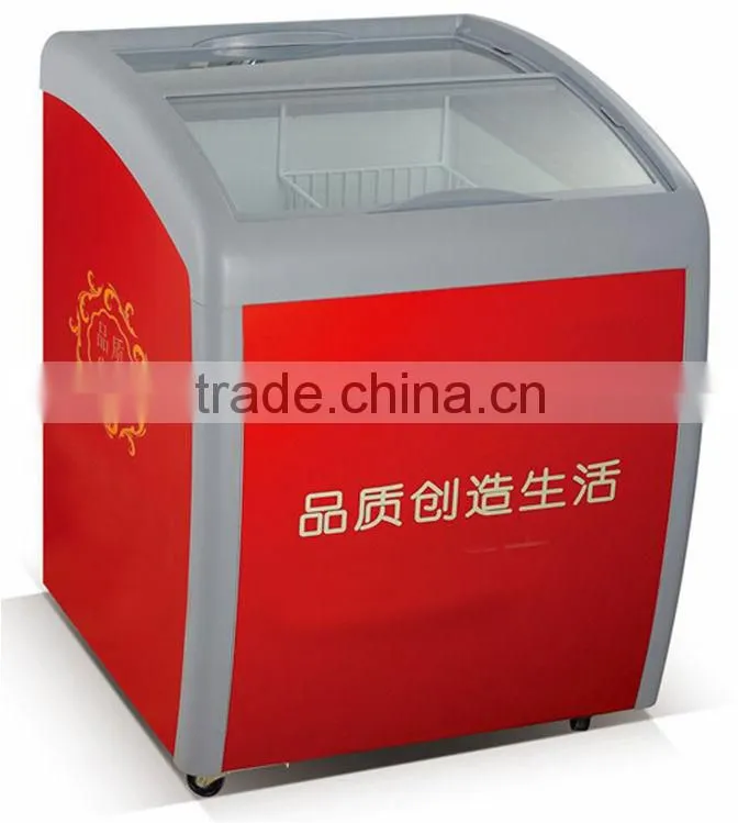 Sliding glass top chest freezer for ice cream storage