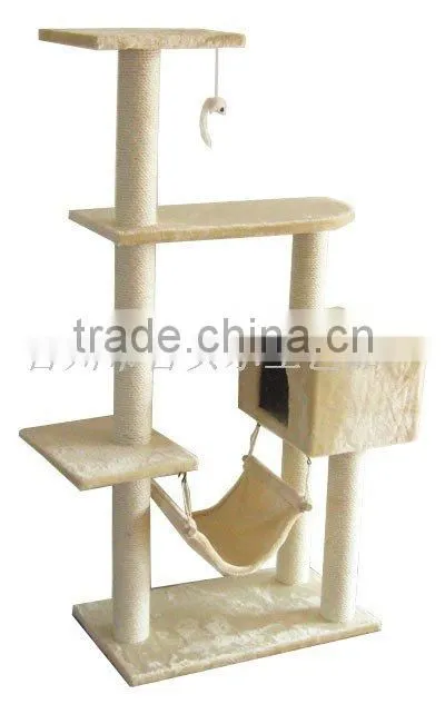 Plywood Plush cat tree sisal cat scratching post