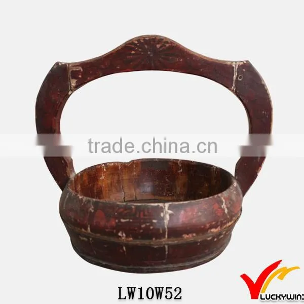 distressed antique wooden baskets