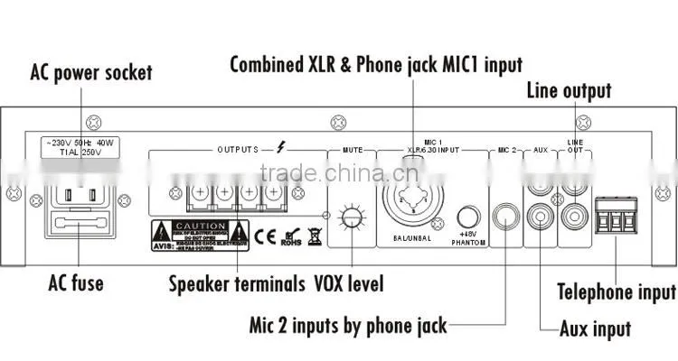 PA system 40W Desktop Power Echo Mixer Amplifier
