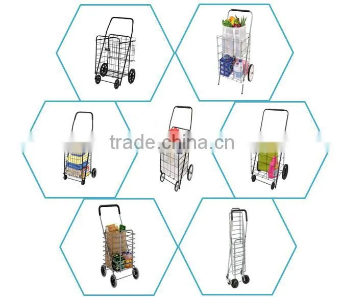 Icegreen Black 4-Wheel Steel Folding Shopping Cart