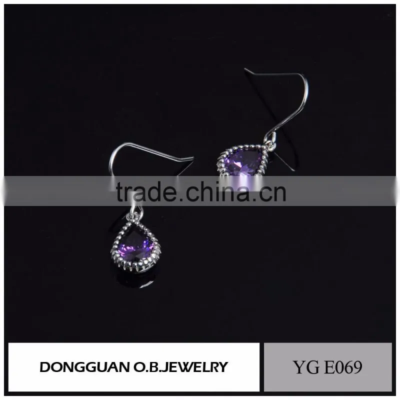 Top Quality Wedding Jewelry Real Silver Plating Diamond Hook Earring For Women