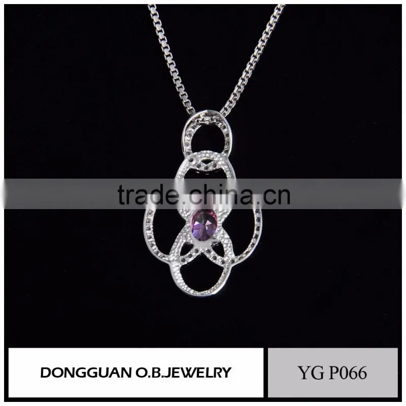 2016 the newest designs fashion 925 sterling silver pendant with pink stone wholesale price