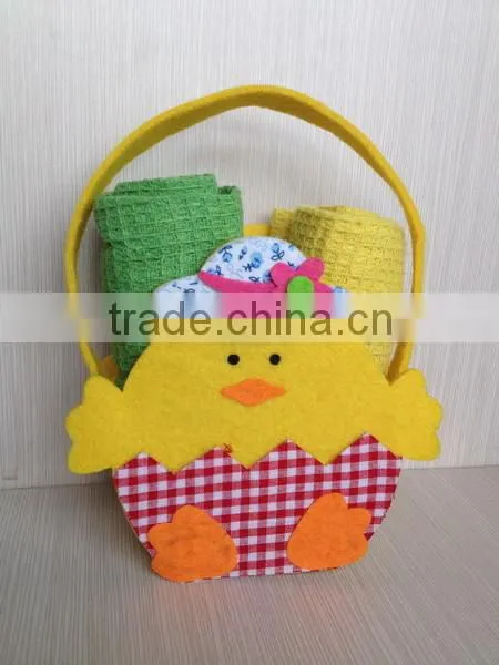 cute chick design felt gift promotion bags with towel set