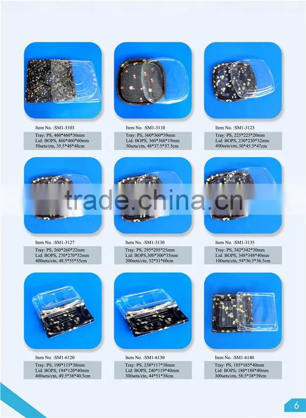 Disposable plastic food packing tray/plastic tray/plastic boat tray for fish, sushi, salad