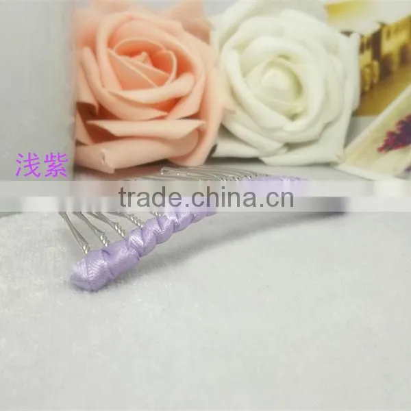 Elegant Girl Cute Flower Metal Hair Comb Wrapped Ribbon Mixed Colors