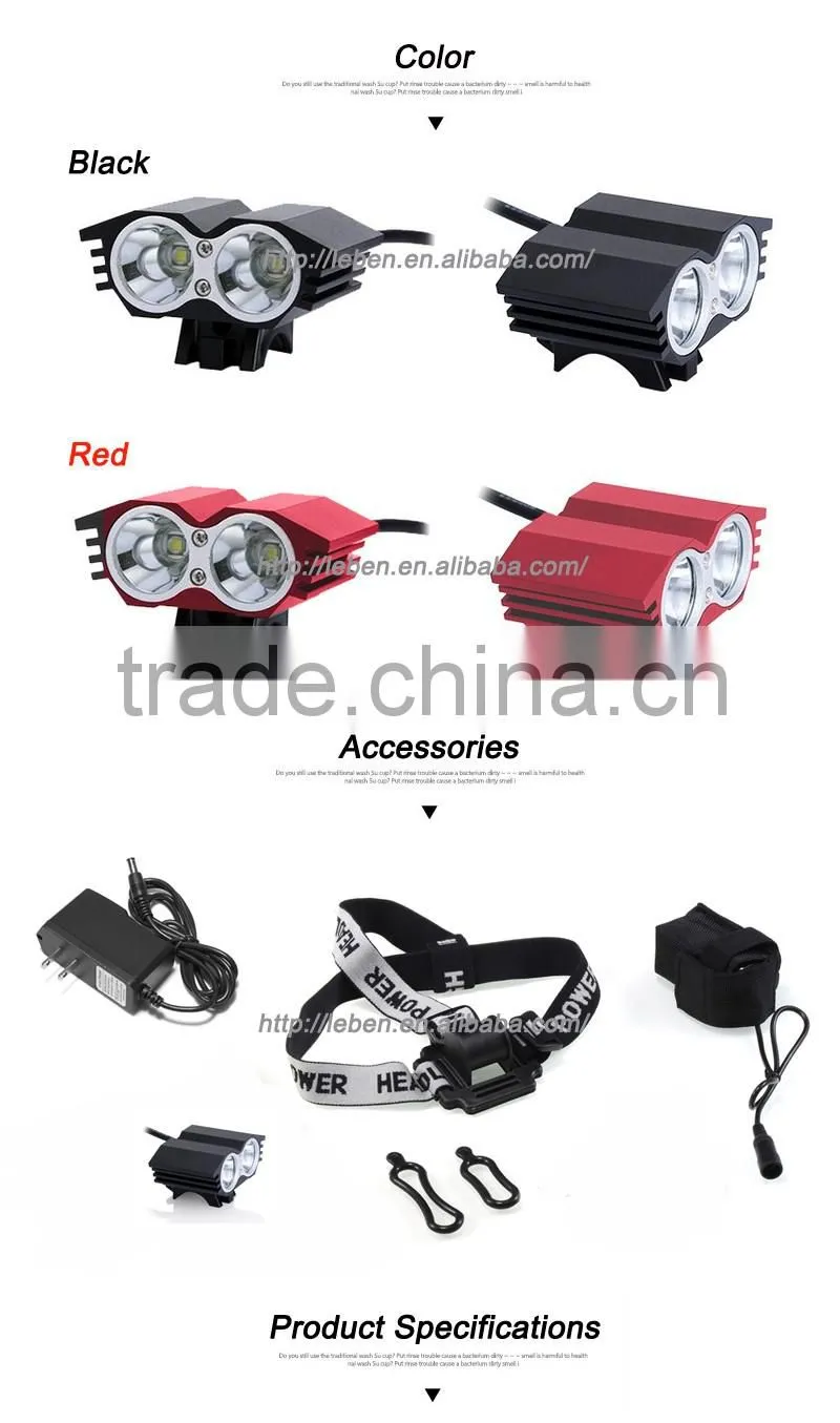 2 x Cree XM-L T6 mountain bike light led bike head light bicycle safety light with high quality