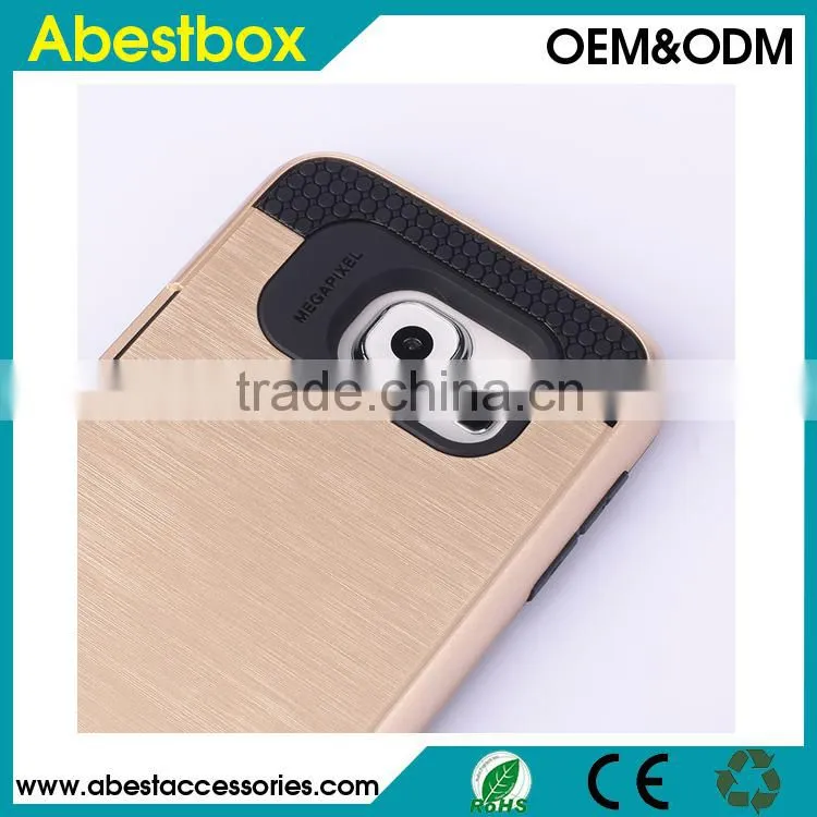 Brushed TPU+PC combo cover cases with card slot for Samsung Galaxy S6 G9200,Mobile phone hard case for S6