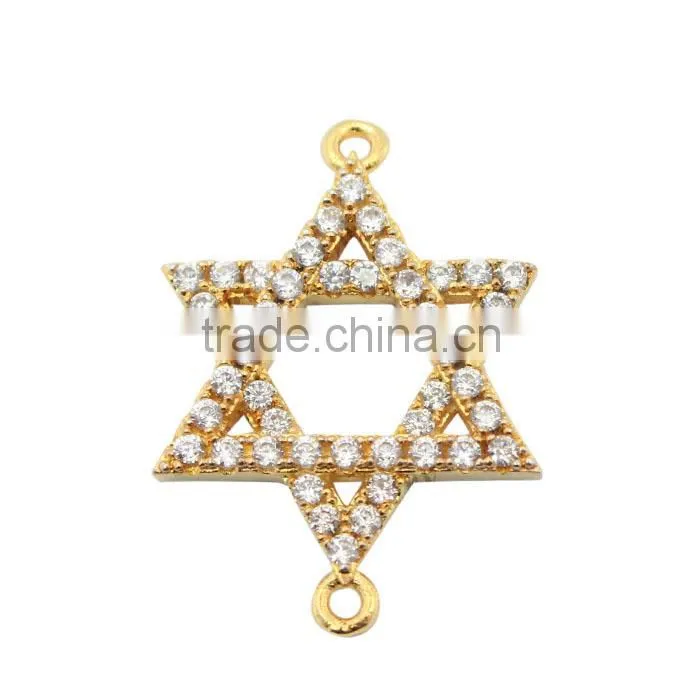 Cheap wholesale 925 silver CZ star of david charm