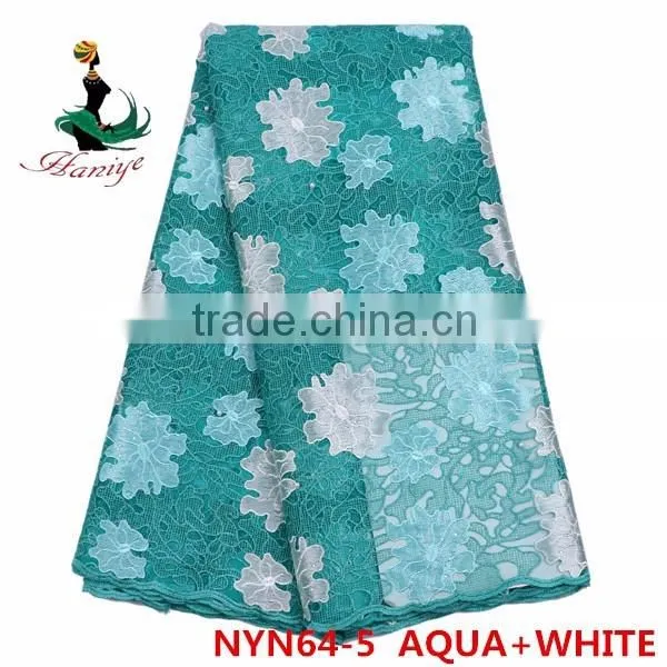 Haniye 2016 african Newest african tulle lace fabric french net lace for wedding dresses/NYN64