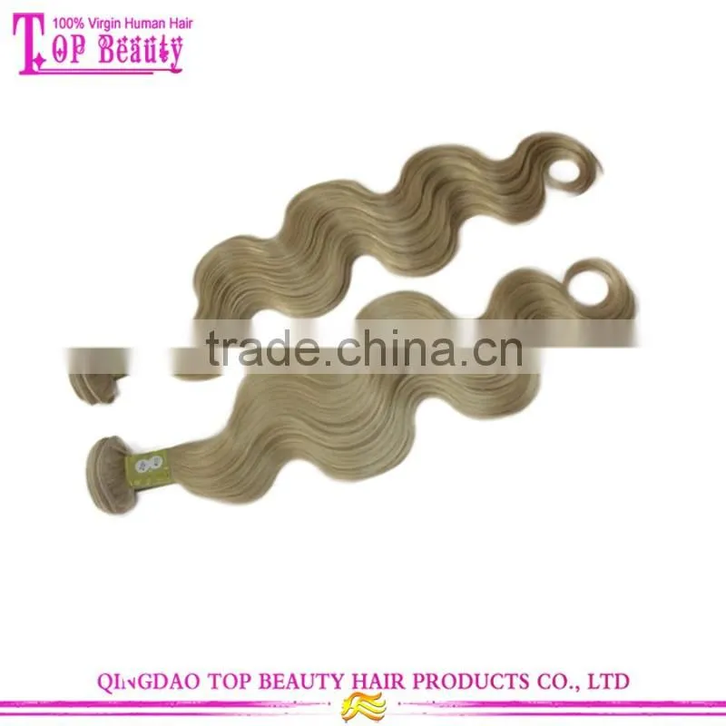 New products wholesale 7a russian hair body wave sew in human hair extensions blonde #22