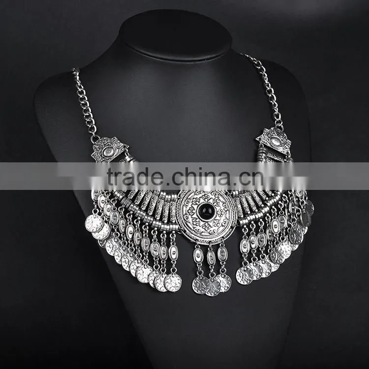 Trendy vintage alloy tassels coin necklace