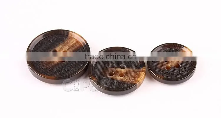 4 holes brown customized logo engraved sewing resinic buttons