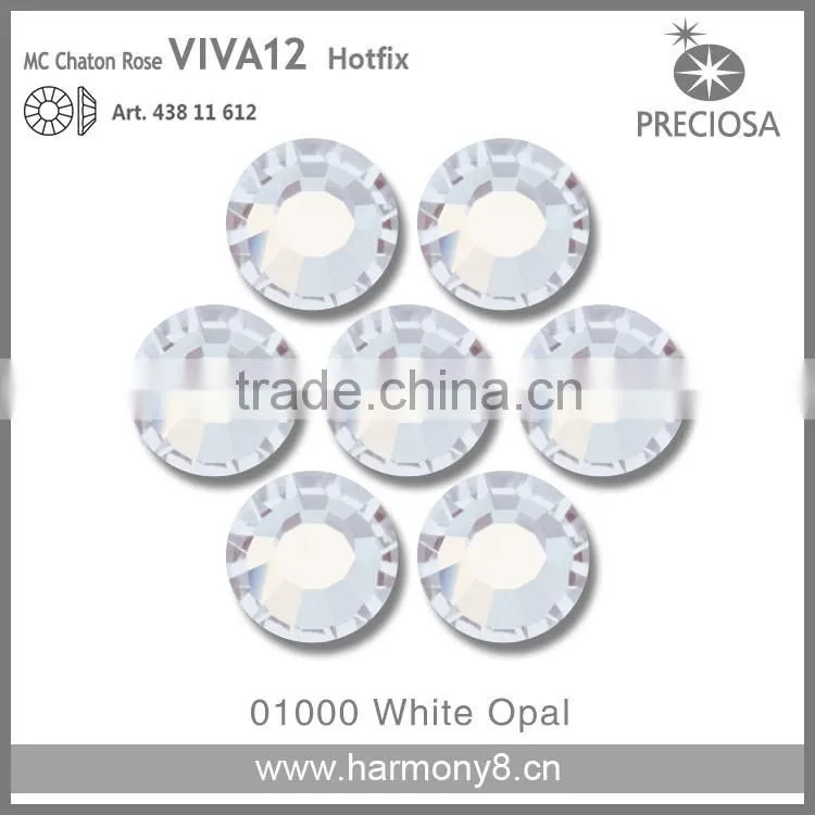 PRECIOSA Flat Back Hot Fix Rhinestones, White Opal MC Chaton Rose VIVA12