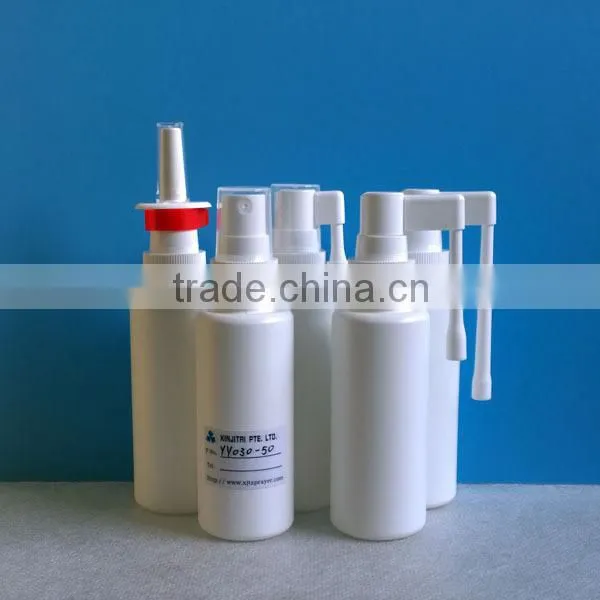 50ml HDPE Oral Spray Bottle in Cylinder Shape,with Rotatable Long Nozzle