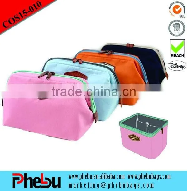 Hot selling gold PU leather make-up bag(COS16-001)