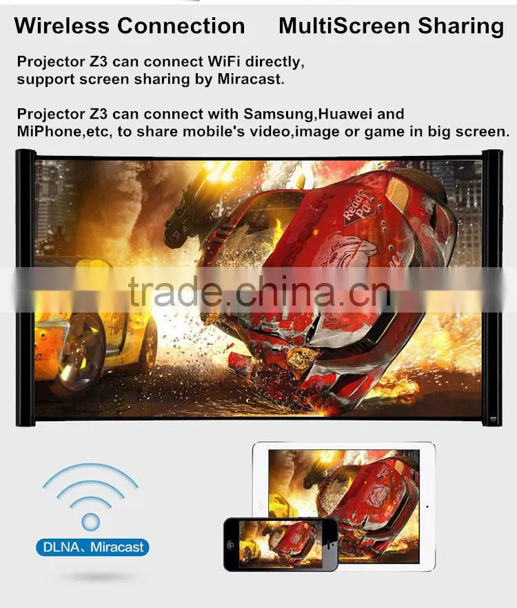 LUXCINE New Arrival Mini Projector / Smart WiFi Projector / 3D Projector Z3 With RAM1.5G ROM20G