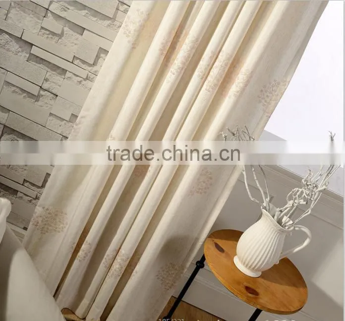 French pleated Embroidery woven curtain fabric for house readymade drape