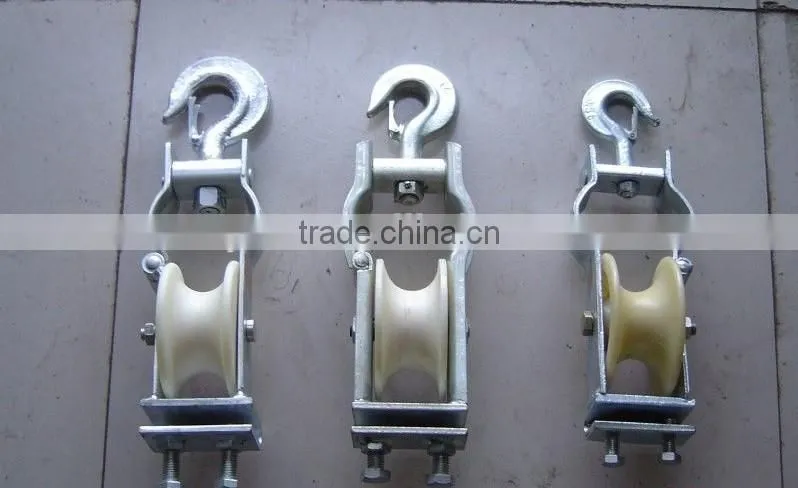 Dual-purpose stringing pulley with Nylon/Aluminum wheel cable pulley block