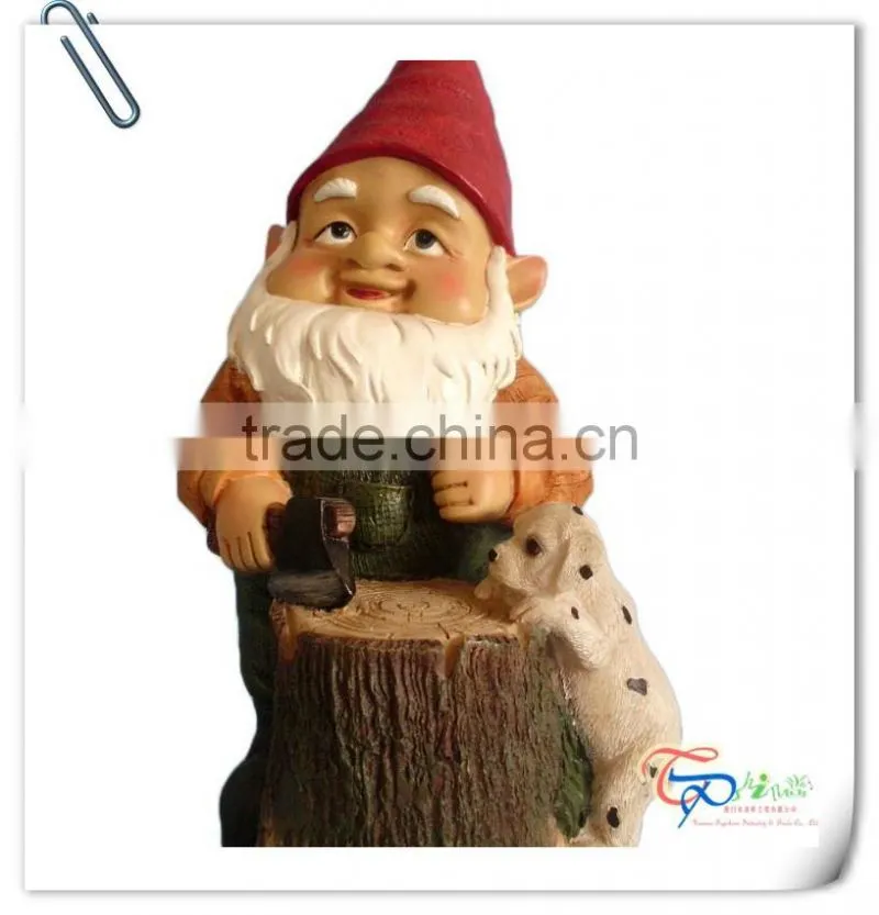 Popular cute resin elf with rabbit and frog garden statues