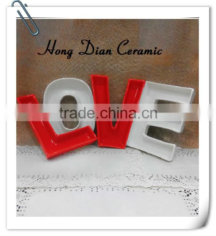 letter dishes Popular Ceramic Love Letter Candy Dish,dishes ceramic,ceramic sauce dish,ceramic letter dish