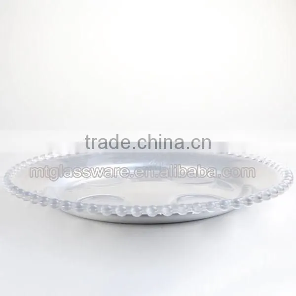 hot sale silver beaded glass dishes and charger plates