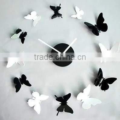 Home Decor 3D DIY 12 Butterfly Day Time Wall Clock