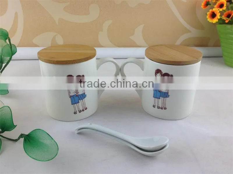 ceramic double mugs with spoon