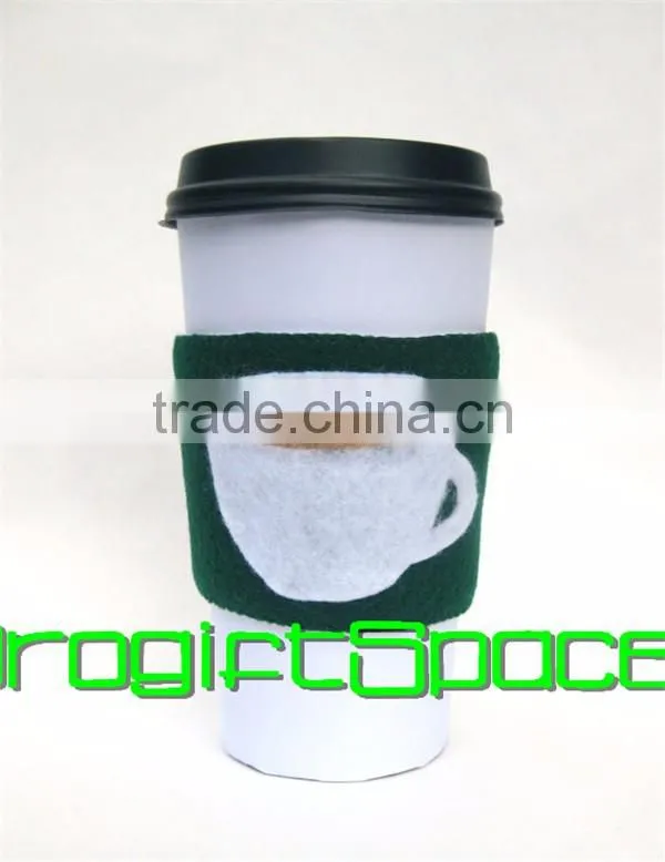 2017 fashion new nonwoven polyester felt custom black coffee sleeve cup sleeve with handle cute home decoration OEM ODM China