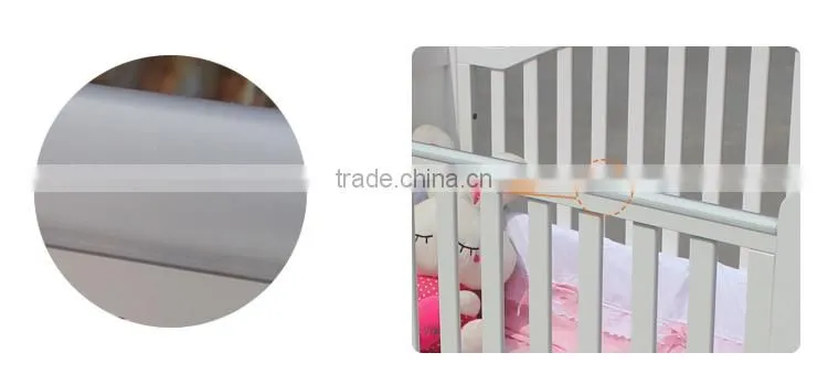 European Style New born Baby Bed, Wooden Baby Crib Multifunction Baby Crib Bed with Drawer