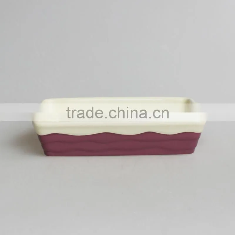 new design wave rectangle ceramic baking plate