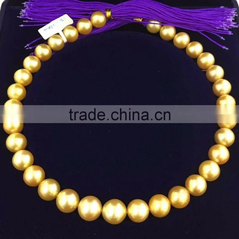 12-14mm AAA loose golden south sea pearl strand