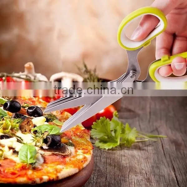 Kitchen Five Layers of Multilayer Stainless Steel Scissors Cut Green Onion Mince Coriander Laver