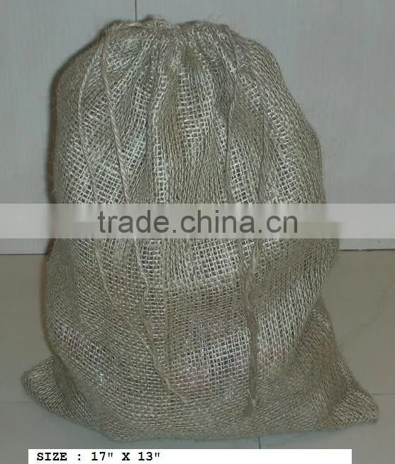 Jute drawstring grocery bag