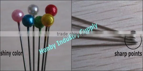 Wholesale decorative 55mm multi colors nickel plated pearlized round shape head pin for crafts making
