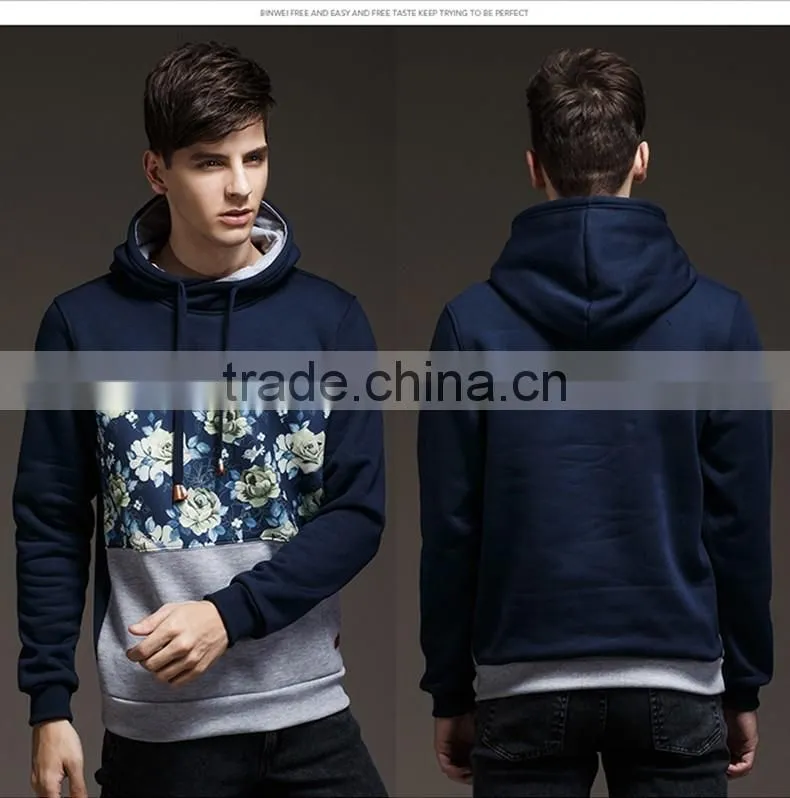 New Style Hot Selling Cotton Fleece Men Hoodies China Wholesale Custom Floral Print XN-PS16004