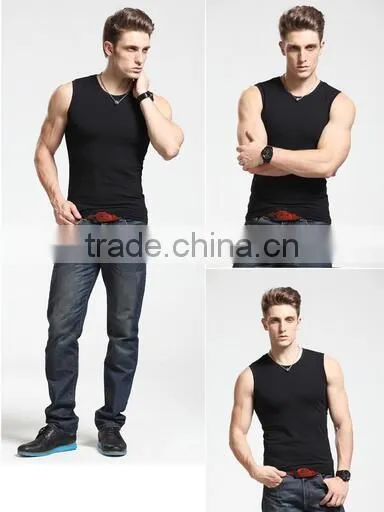 2016 men's wide shoulder 100% cotton vest sleeveless fitness elastic tank top male vest factory sale