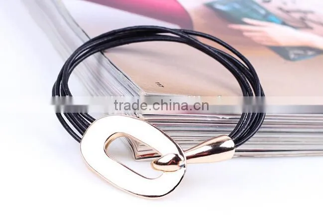 high quality gold oval clasp leather bracelet multi strand leather bracelet