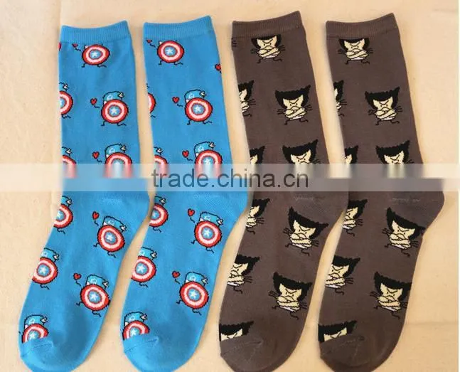 2015 the Avengers personality tide Lovers in tube socks marvel DC series of the same paragraph socks for men and wome EML-9-2041