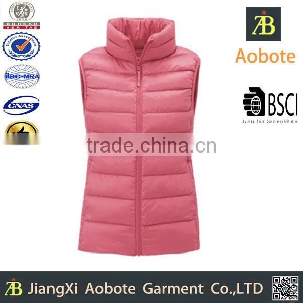 2015 New Design Woman Sleeveless Down With Stand-up Collar vest